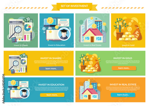 Set Concept Investment Flat Style