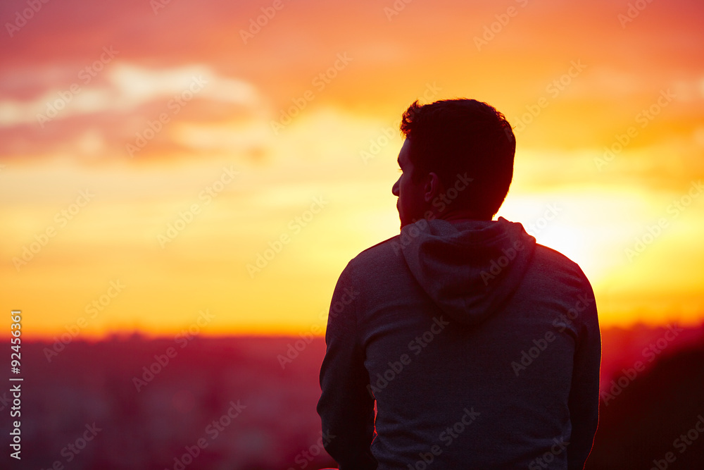 Man at the sunrise