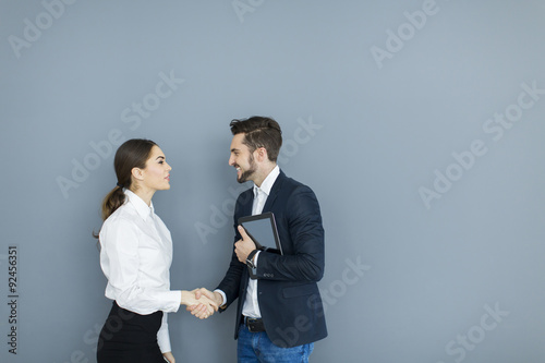 Young couple working in the...