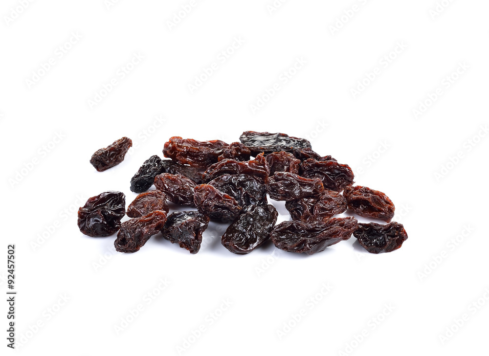 Dried raisins on a white background Dried raisins on a white background