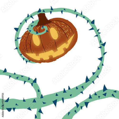 Halloween pumpking with thorn vine