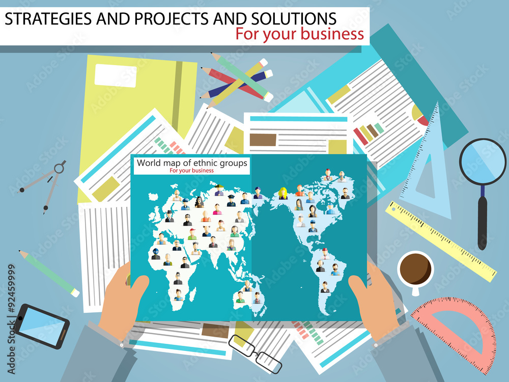 Obraz premium CREATIVE TEAM WORKING FLAT STYLE