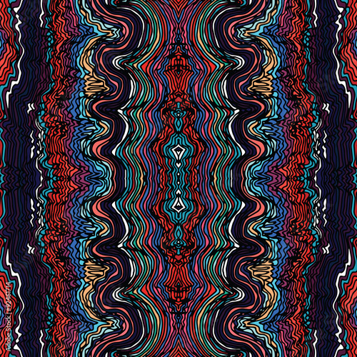 Colorful seamless waves hand-drawn pattern