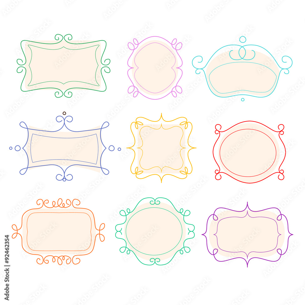 Outline Frames, Emblems Mono Line Graphic Vector Illustration Outline Frames, Emblems Mono Line Graphic Vector Illustration
