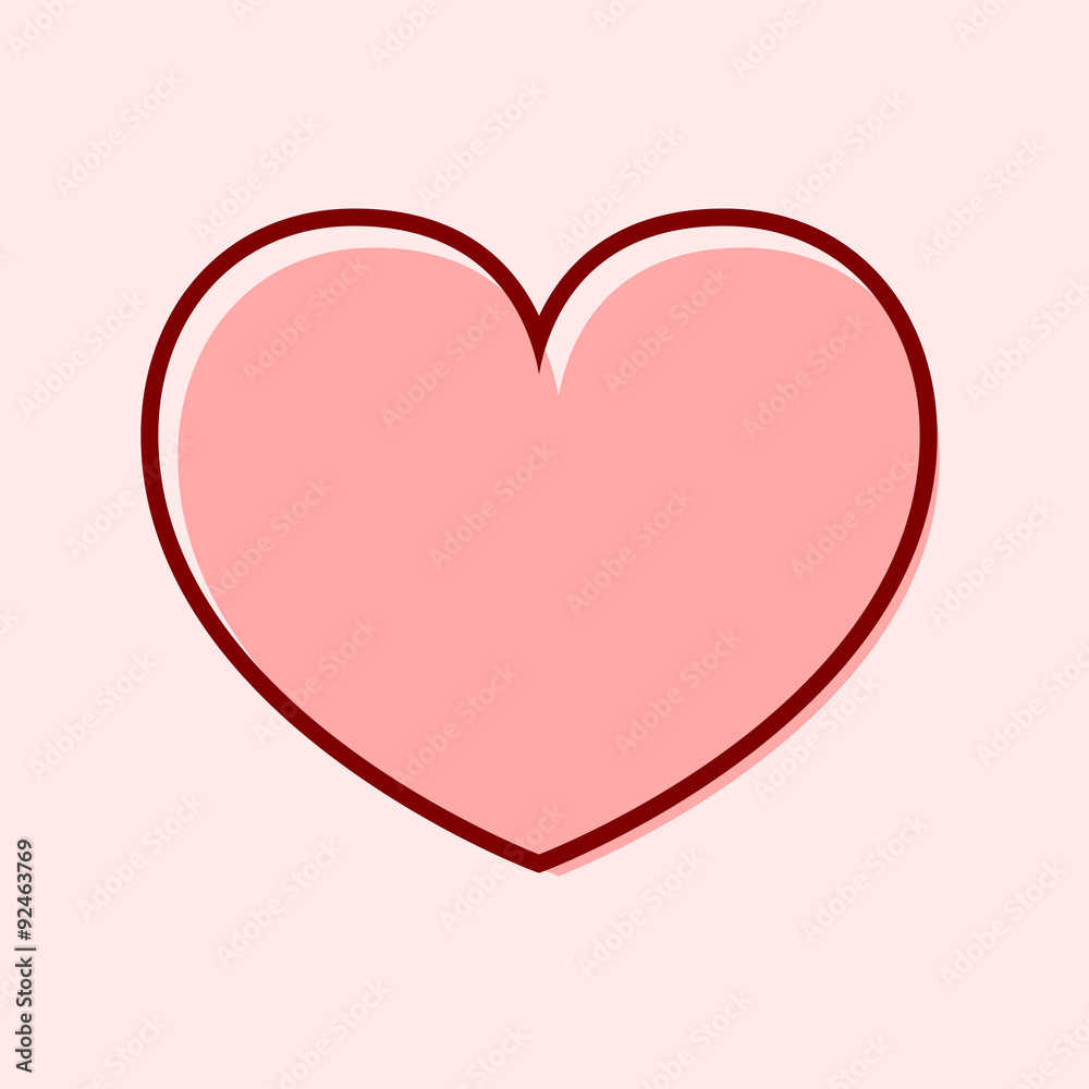 Abstract pink heart, isolated illustration
