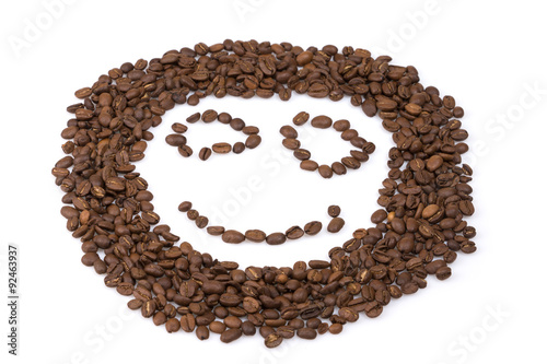 A smile composed of roasted coffee beans.