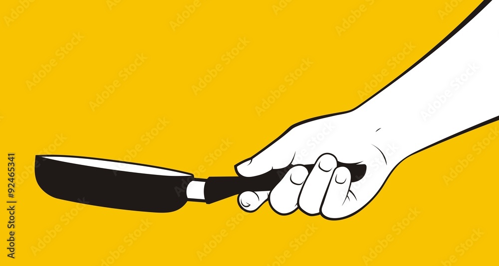 Hand with frying pan Hand with frying pan
