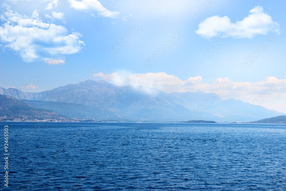 Kotor bay, Montenegro. Adriatic sea. Sea view. Mountains view