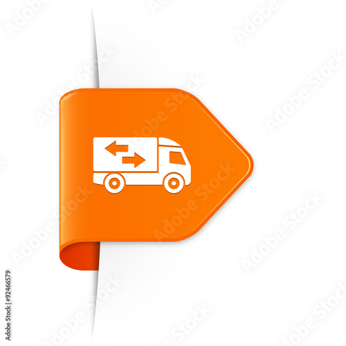 Truck, Move - Orangener Sticker Pfeil mit Schatten