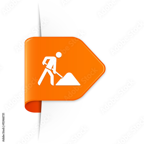 Baustelle - Orangener Sticker Pfeil mit Schatten