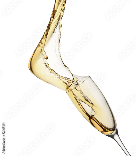 champagne splash from glass isolated on the white background