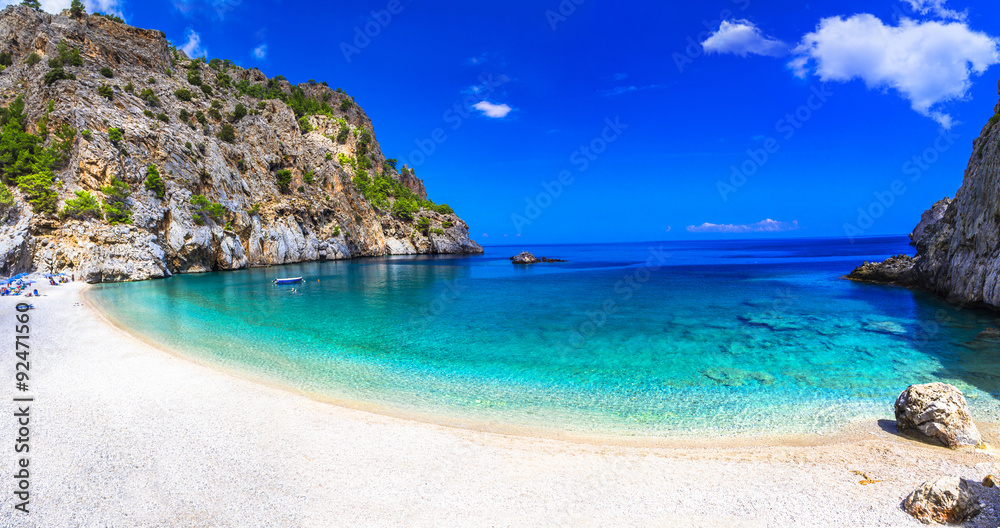 most beautiful beaches of Greece - Achata, in Karpathos island - obrazy, fototapety, plakaty 