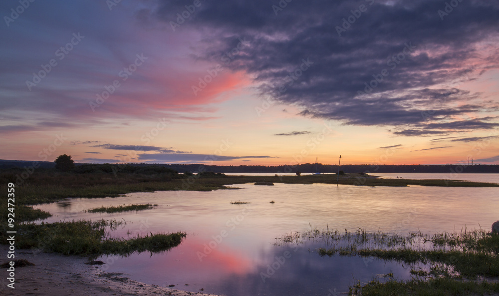 beautiful sunset over bay