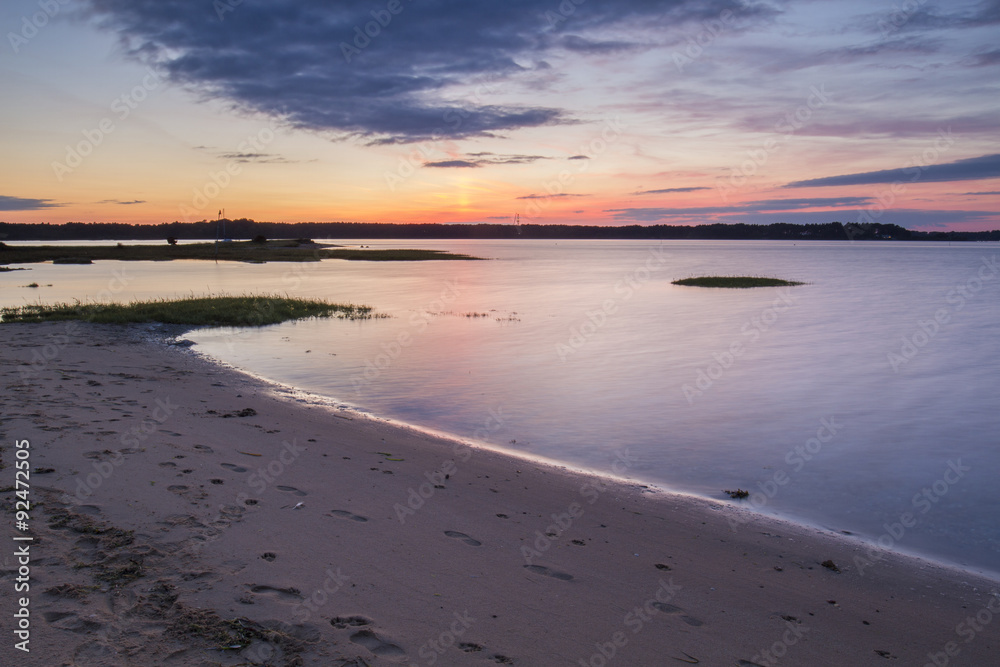 beautiful sunset over bay