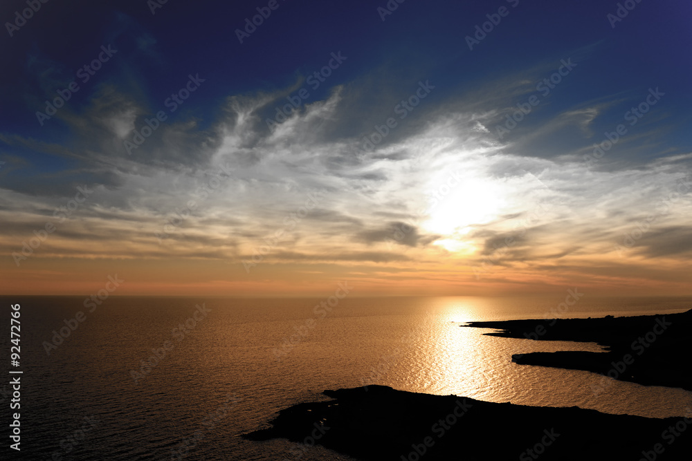 tramonto al mare vista aerea