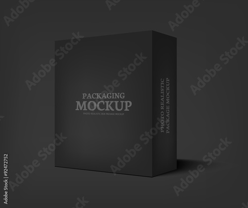Vector realistic black box on dark gray background.