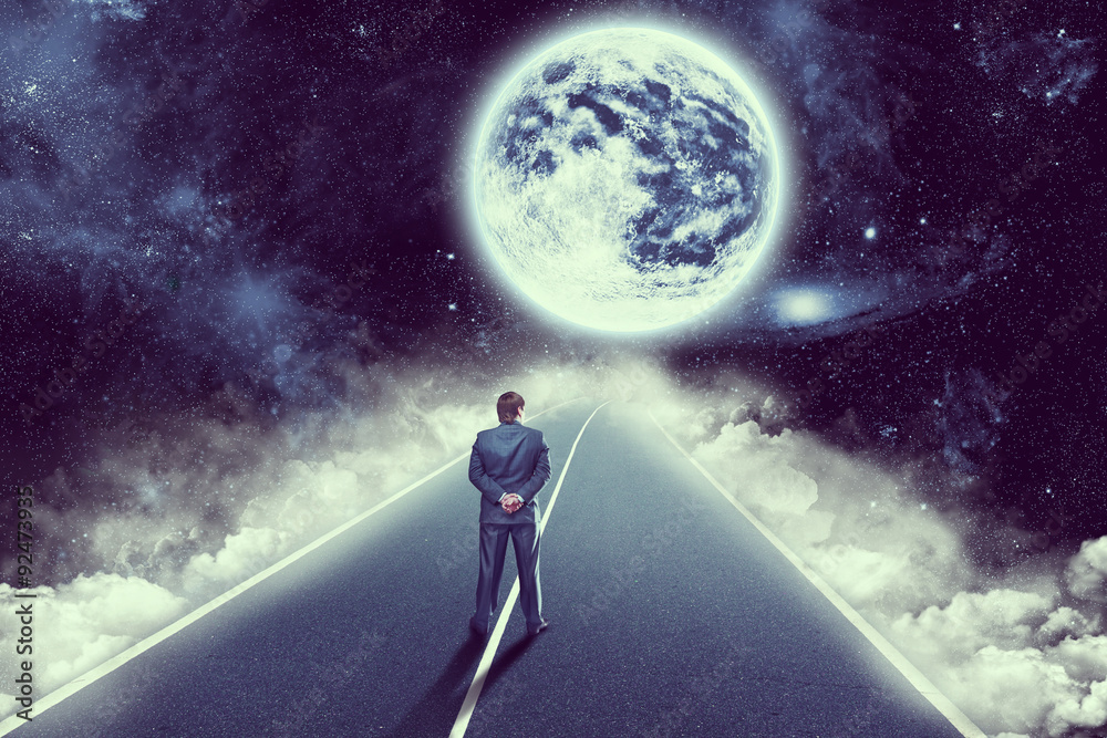 Businessman in space