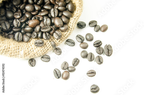 Coffee beans sack  on white background