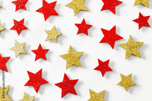 Golden and red stars xmas background