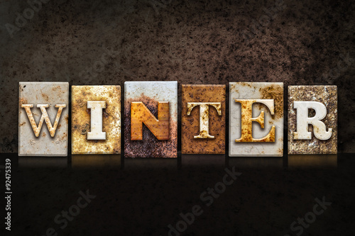 Winter Letterpress Concept on Dark Background