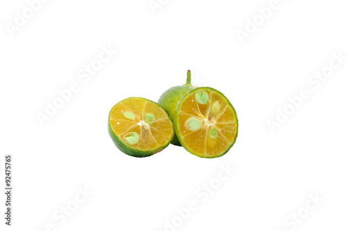 Calamondin or calamansi lime on a white background. photo