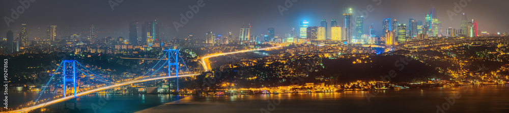 Fototapeta premium Panorama of Istanbul and Bosporus at night