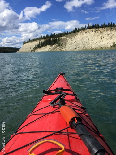 Kayaking on the Yukon River, near Whitehorse, Yukon Territory, Canada