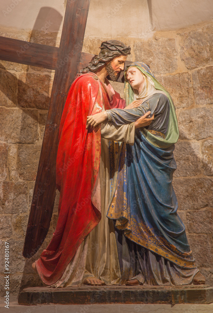 Jerusalem - Jesus meet his mother sculpture