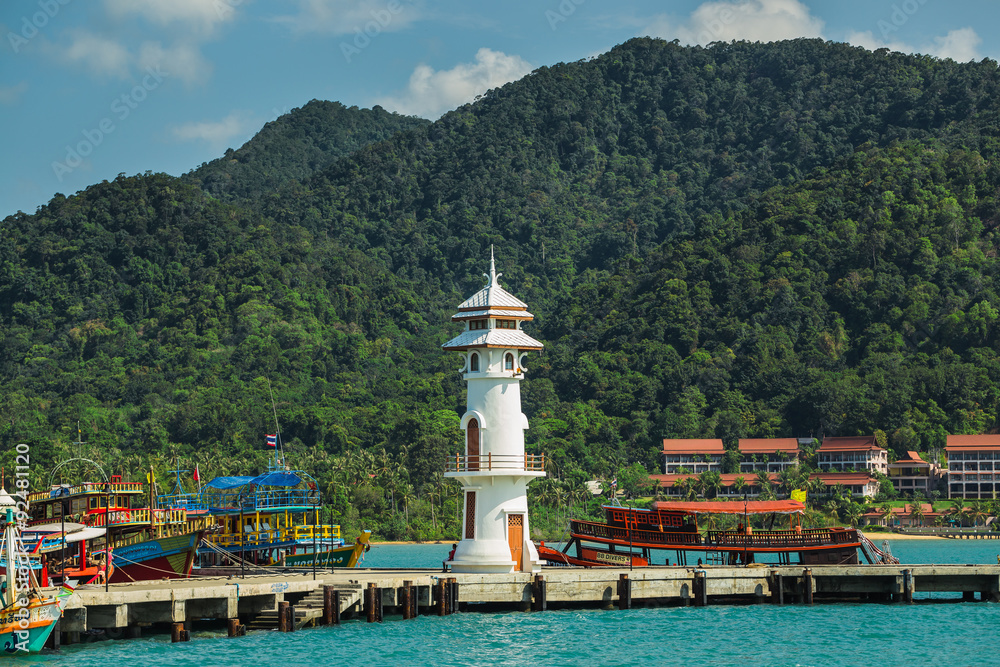 Lighthouse on a Bang Bao pier on Koh Chang Island