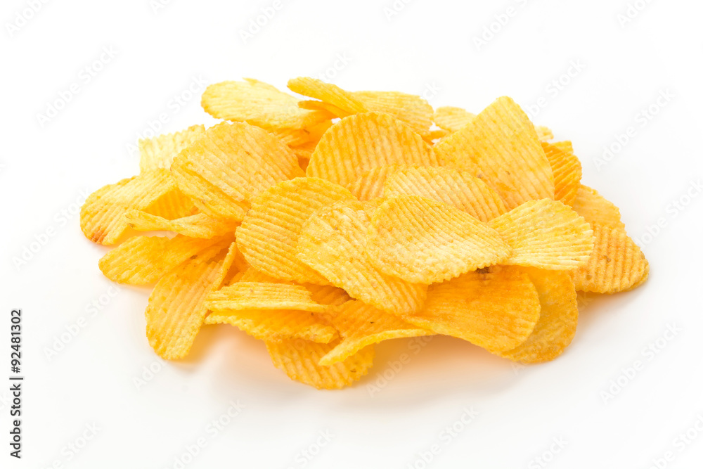 potato chips on white background potato chips on white background