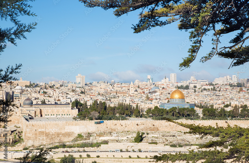 Jerusalem - Outlook from Mount of Olives to old city