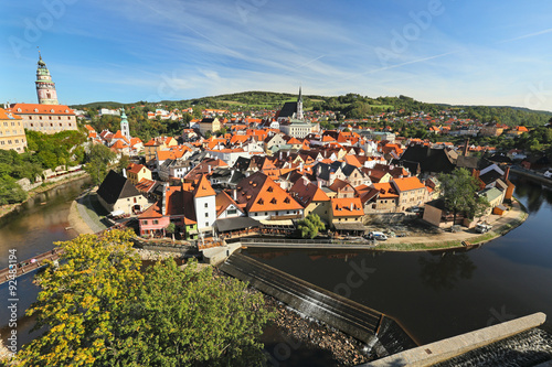 Panorama of the old town of Cesky Krumlov, Czech Republic