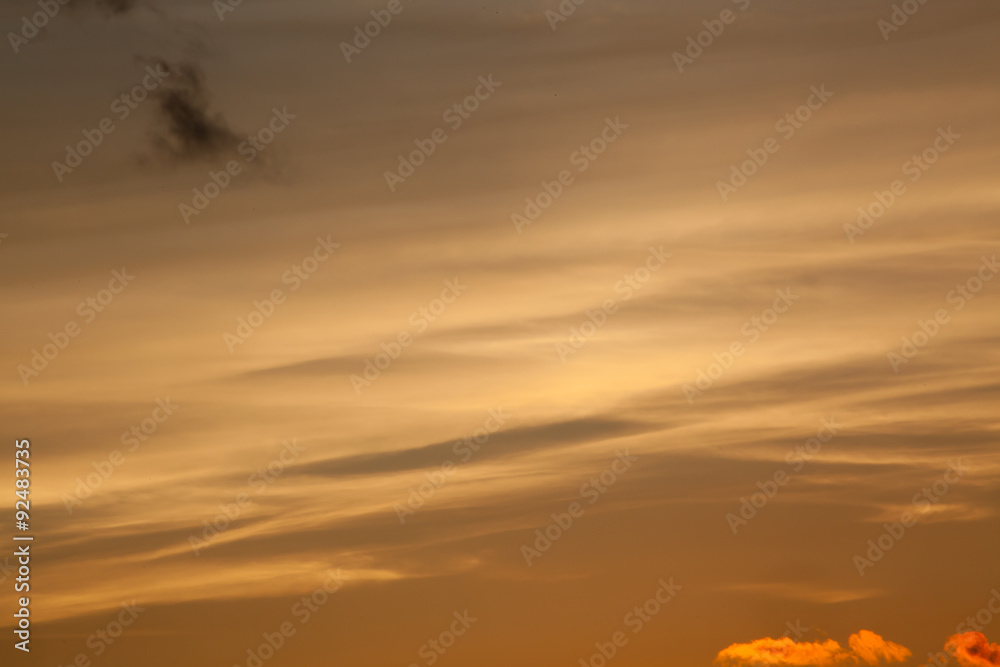 Sunset in sky with clouds