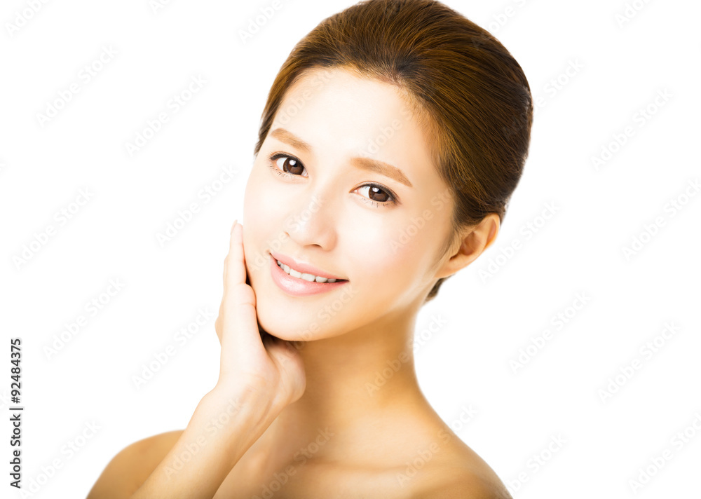 beautiful young smiling woman with clean face beautiful young smiling woman with clean face