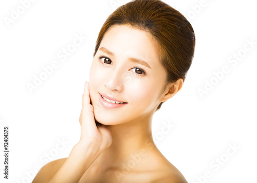  beautiful young smiling woman with clean face