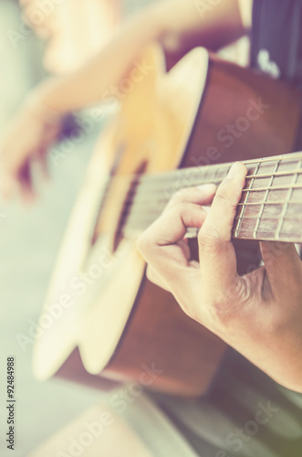 hand of man in classical guitar