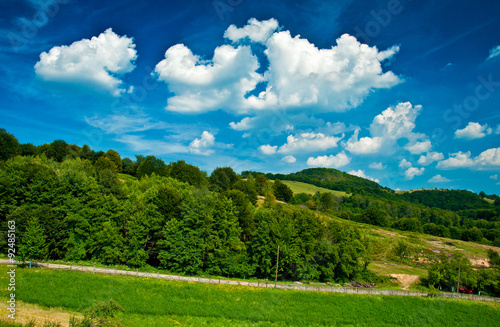 Blue sky above the hills