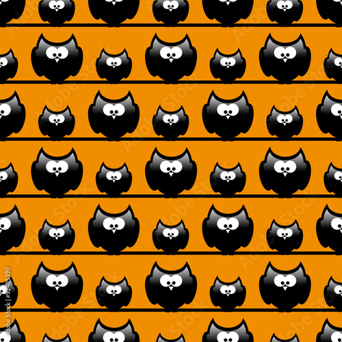 seamless halloween pattern with funny cartoon owls