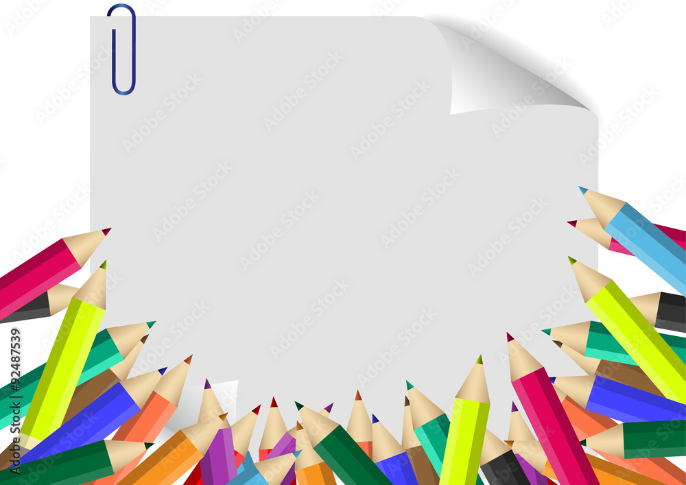 Fototapeta premium Colour pencils isolated on white paper background