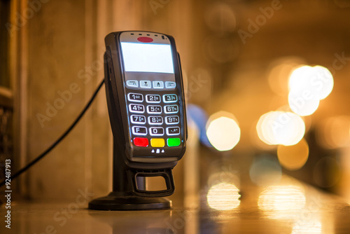 Credit Card payment Terminal at ticket office at Grand Central railway station in New York city