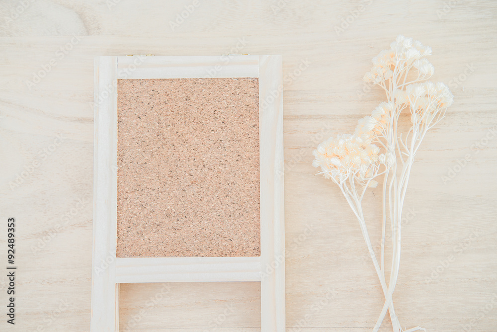 Fototapeta premium Wood cork board on wood texture background