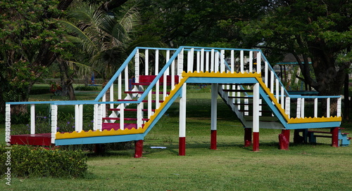 Wooden bridge in playground photo