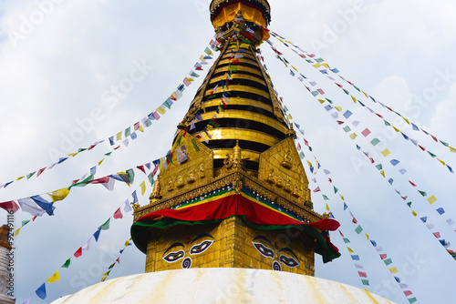 view of Swayambhunath temple, wisdom eyes in Nepal