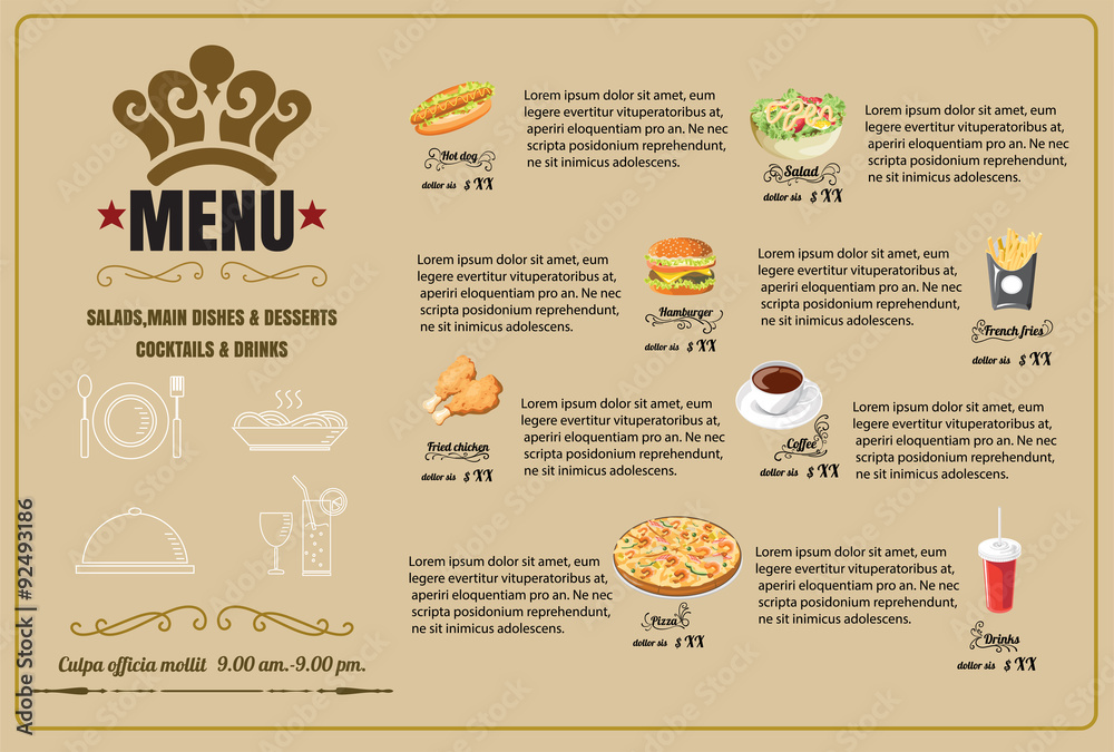 Obraz premium Restaurant Food Menu Design vector format eps10