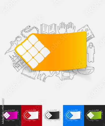 ketupat paper sticker with hand drawn elements