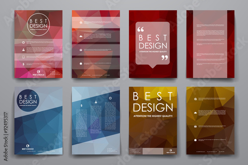 Set of brochure, poster design templates in polygonal style photo