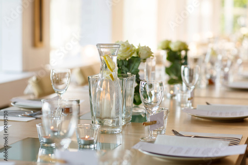 Table set in white for wedding or event party