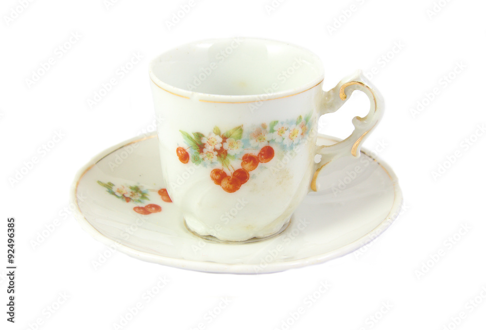 Antique tea cup isolated on a white background Antique tea cup isolated on a white background