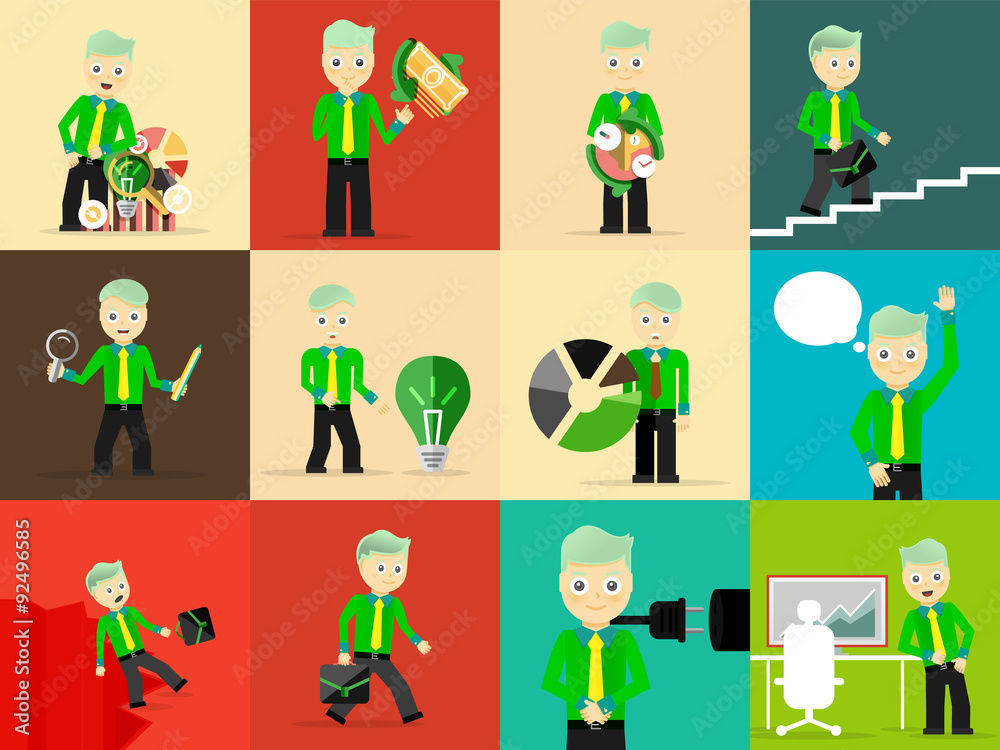 Set of businessman pose character concepts Set of businessman pose character concepts