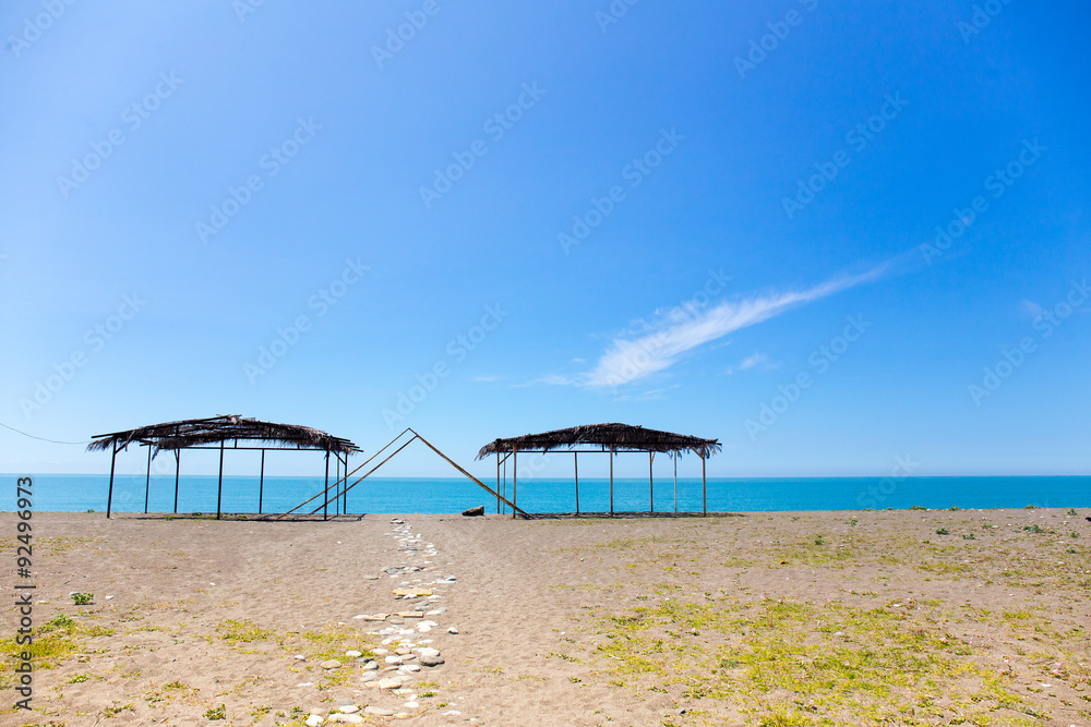 Sea beach with canopy